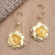 Gold-plated filigree dangle earrings, 'Flower Dream' - Gold-Plated Filigree Floral Dangle Earrings thumbail