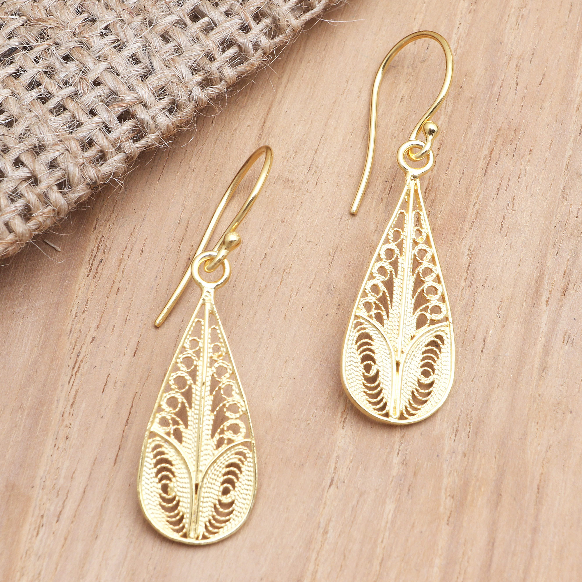 Gold Filigree Pear Earrings - Victorian – Dames a la Mode
