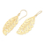 Gold-plated filigree dangle earrings, 'Forest Life' - Gold-Plated Leaf Motif Dangle Earrings