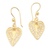 Pendientes colgantes de filigrana chapados en oro - Pendientes colgantes en forma de corazón bañados en oro