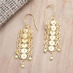 Gold-plated filigree dangle earrings, 'Slice of Life' - Gold-Plated Sterling Silver Dangle Earrings