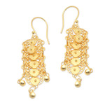 Gold-plated filigree dangle earrings, 'Slice of Life' - Gold-Plated Sterling Silver Dangle Earrings