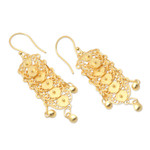 Gold-plated filigree dangle earrings, 'Slice of Life' - Gold-Plated Sterling Silver Dangle Earrings