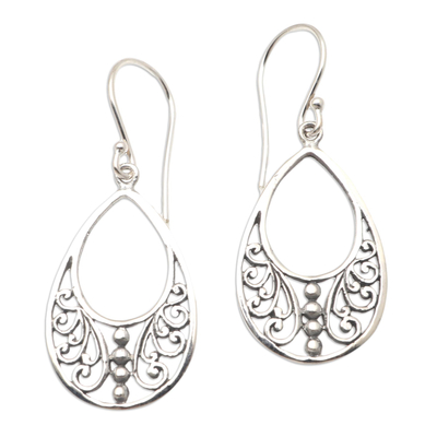 Sterling silver dangle earrings, 'Hope Floats' - Hand Crafted Sterling Silver Dangle Earrings
