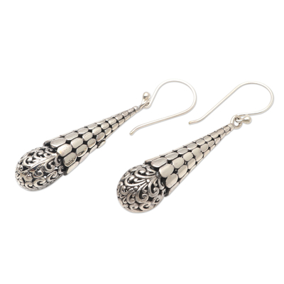 Sterling silver dangle earrings, 'Beaming Light' - Hand Crafted Sterling Silver Dangle Earrings