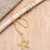 Collar colgante de filigrana chapado en oro - Collar con colgante de filigrana floral bañado en oro