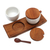 Ceramic and teak wood condiment set, 'Flavor Duo in White' - Hand Made Ceramic and Teak Wood Condiment Set (image 2a) thumbail