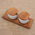 Ceramic and teak wood condiment set, 'Flavor Duo in White' - Hand Made Ceramic and Teak Wood Condiment Set (image 2b) thumbail
