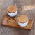 Ceramic and teak wood condiment set, 'Flavor Duo in White' - Hand Made Ceramic and Teak Wood Condiment Set (image 2d) thumbail