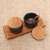 Ceramic and teak wood condiment set, 'Flavor Duo in Black' - Hand Crafted Ceramic and Teak Wood Condiment Set thumbail