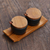 Ceramic and teak wood condiment set, 'Flavor Duo in Black' - Hand Crafted Ceramic and Teak Wood Condiment Set (image 2d) thumbail