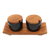Ceramic and teak wood condiment set, 'Flavor Duo in Black' - Hand Crafted Ceramic and Teak Wood Condiment Set (image 2e) thumbail