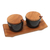 Ceramic and teak wood condiment set, 'Flavor Duo in Black' - Hand Crafted Ceramic and Teak Wood Condiment Set (image 2g) thumbail