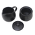 Ceramic cream and sugar set, 'Cute Couple' (pair) - Black Ceramic Creamer & Sugar Bowl (Pair) (image 2d) thumbail