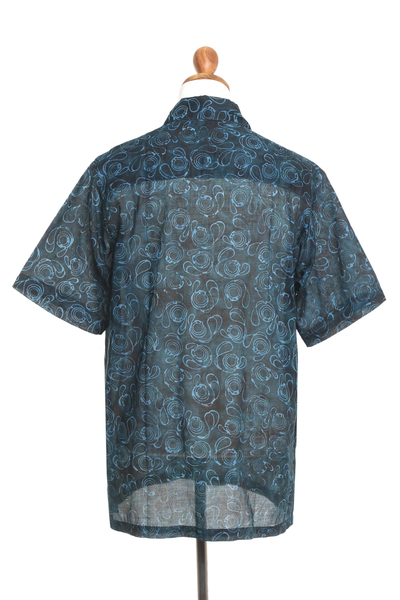 Camisa de hombre de algodón estampada a mano - Camisa de algodón de manga corta para hombre