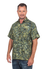 Men's hand-stamped cotton shirt, 'Green Canopy' - Hand Made Men's Green Cotton Shirt