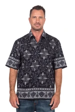Men's hand-woven ikat cotton shirt, 'Dark Ash' - Hand Woven Men's Ikat Cotton Shirt