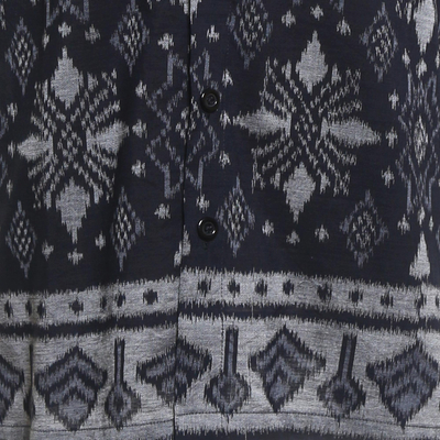 Camisa de hombre de algodón ikat tejida a mano - Camisa de algodón Ikat para hombre tejida a mano