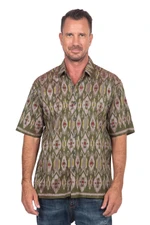 Men's hand-woven ikat cotton shirt, 'Green Summer' - Hand Woven Men's Short Sleeved Cotton Shirt