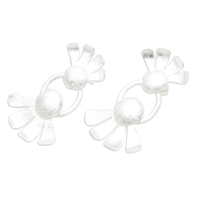 Sterling silver drop earrings, 'Mindful' - Handmade Sterling Silver Drop Earrings