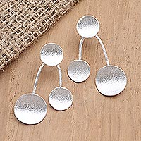 Sterling silver drop earrings, 'Be Groovy' - Artisan Made Sterling Silver Drop Earrings