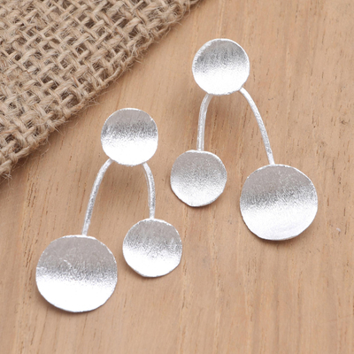 Distressed silver dangle earrings - Handmade drop earrings