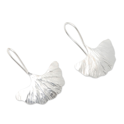 Pendientes colgantes de plata de ley, 'Summer Fan' - Pendientes colgantes de plata esterlina con motivo de hojas