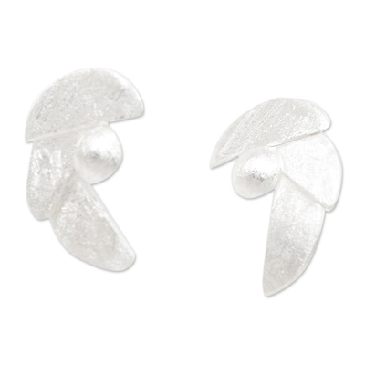 Sterling silver drop earrings, 'Triple Crescent' - Hand Made Sterling Silver Drop Earrings