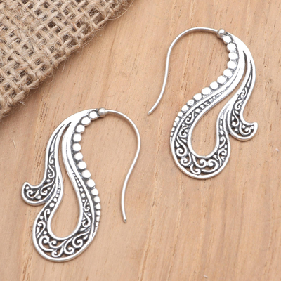 Sterling silver drop earrings, 'Leaf Canopy' - Artisan Crafted Sterling Silver Drop Earrings
