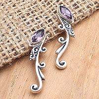 Amethyst drop earrings, Purple Vine