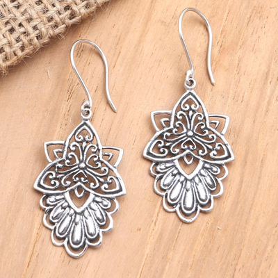 Sterling silver dangle earrings, 'Nice as Pie' - Handcrafted Sterling Silver Dangle Earrings