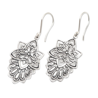 Sterling silver dangle earrings, 'Nice as Pie' - Handcrafted Sterling Silver Dangle Earrings
