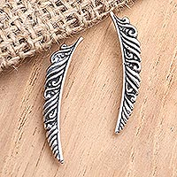 Sterling silver drop earrings, 'Arch Humor' - Hand Crafted Sterling Silver Drop Earrings