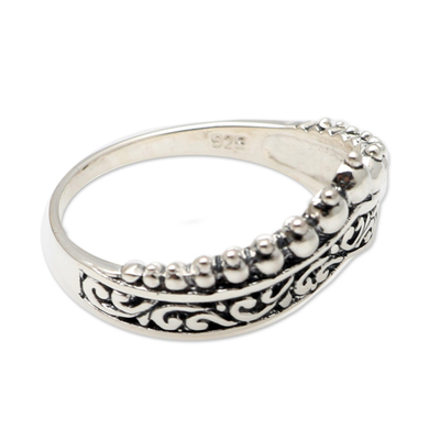 Sterling silver band ring, 'Crowned' - Hand Crafted Sterling Silver Band Ring