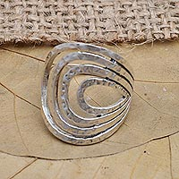 Sterling silver band ring, Rippling Water