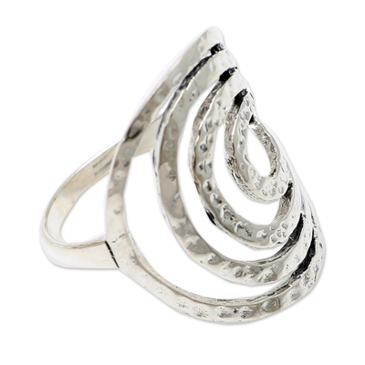 Sterling silver band ring, 'Rippling Water' - Hand Made Sterling Silver Band Ring
