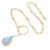 Gold-plated rainbow moonstone y-necklace, 'Sky Blue Teardrop' - Gold-Plated Rainbow Moonstone Pendant Necklace