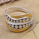 Gold-accented wrap ring, 'Complementary Love' - Handmade Gold-Accented Wrap Ring