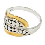 Gold-accented wrap ring, 'Complementary Love' - Handmade Gold-Accented Wrap Ring