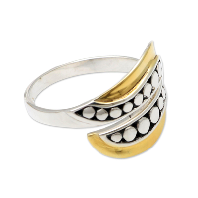 Gold-accented wrap ring, 'Complementary Love' - Handmade Gold-Accented Wrap Ring
