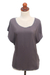 Embroidered top, 'Timeless in Slate' - Grey Short-Sleeved Rayon Blouse