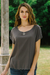 Embroidered top, 'Timeless in Slate' - Grey Short-Sleeved Rayon Blouse (image 2b) thumbail