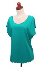 Embroidered top, 'Timeless in Emerald' - Green Short-Sleeved Rayon Blouse