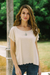 Embroidered top, 'Timeless in Ivory' - Ivory Short-Sleeved Rayon Blouse (image 2) thumbail