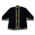 Embroidered cotton kimono jacket, 'Lily Blossom in Black' - Embroidered Black Cotton Kimono Jacket thumbail
