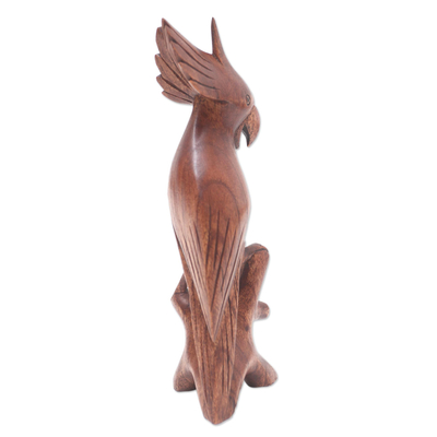 estatuilla de madera - Estatuilla de cacatúa de madera de suar tallada a mano