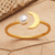 Gold-plated cultured pearl cocktail ring, 'By the Moon in Gold' - Gold-Plated Mabe Pearl Cocktail Ring thumbail