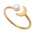 Gold-plated cultured pearl cocktail ring, 'By the Moon in Gold' - Gold-Plated Mabe Pearl Cocktail Ring (image 2a) thumbail
