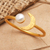 Gold-plated cultured pearl cocktail ring, 'By the Moon in Gold' - Gold-Plated Mabe Pearl Cocktail Ring (image 2b) thumbail