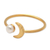 Gold-plated cultured pearl cocktail ring, 'By the Moon in Gold' - Gold-Plated Mabe Pearl Cocktail Ring